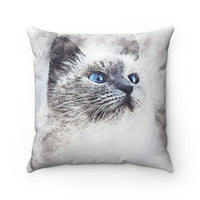 Gazing Cat Faux Suede Square Pillow