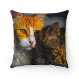 Cat Couple Faux Suede Single Pillow
