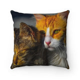 Cat Couple Faux Suede Single Pillow