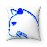 Blue Cat Faux Suede Square Pillow