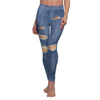 Faux Ripped Jeans Leggings