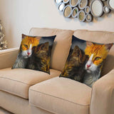 Cat Couple Faux Suede Single Pillow