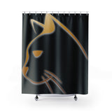 Gold Cat at Night Shower Curtain