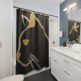Gold Cat at Night Shower Curtain