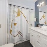 Gold Cat Shower Curtain
